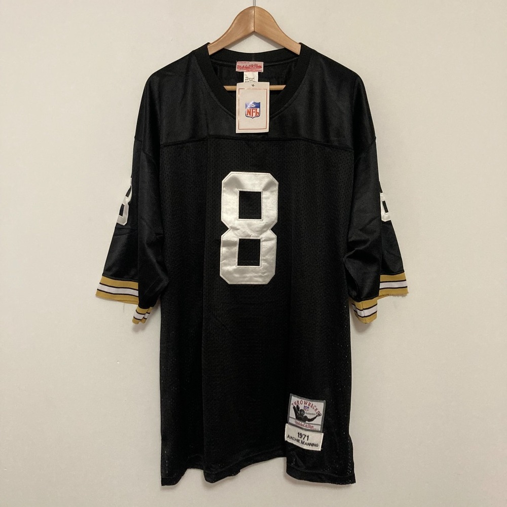 Mitchell Ness Archie Manning 8 Jersey Mens 56 Black Football 1971 Throwback Flaw